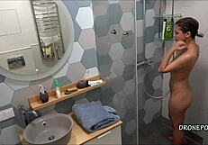 European teen Alex has a shower and there is a spy cam in the bathroom