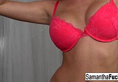 Samantha Saint flaunts her amazing blonde ass and boobs in a solo masturbation tease