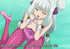 Mlada kostumistka se popiša v hlačah v sramotni hentai sceni - s podnapisi