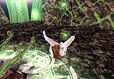 Cute Girl Laying On Floor Rubbing And Fingering Pussy In 3D Cartoon