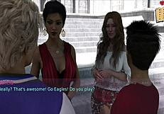 Wife and stepmother engage in playful game with teens