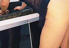 Blonde Wife Fucked On Sink With Creampie