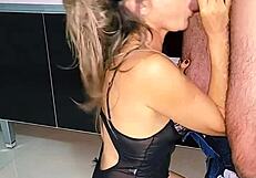 Blonde Wife Fucked On Sink With Creampie