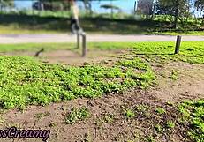 yo, flashing my junk in a public park, and stepdaughter helps me finish