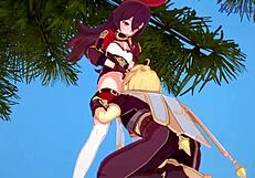 Amber and Fischl in Intense Sex with Amy and Aether - Genshin Impact Hentai