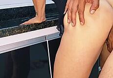 Blonde Wife Fucked On Sink With Creampie