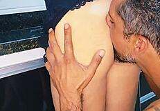 Blonde Wife Fucked On Sink With Creampie