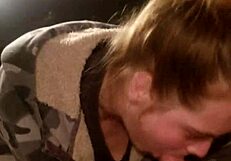 Deepthroat blowjob from an amateur brunette