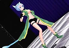 Beautiful anime babes get into some hot action in the virtual world of Sword Art Online
