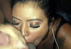Crazy latina blowjob in the tunnel. Big tits and cock action.