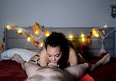 Young Ebony Sucks My Monster Cock on Halloween?