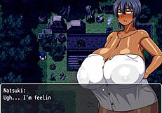 Tanned girl natsuki pees at night in forest during hentai game episode 9