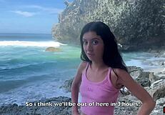 Skinny teen gets fucked hard on the beach outdoor