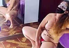 Naughty Exhibitionist Slut Strips and Toys Her Big Ass