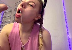 Fingering tight virgin asshole of horny BBW in explicit close-up action