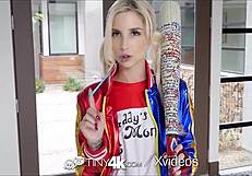 Tiny4K Harley Quinn Cosplay Flexible Bent Over Doggy Fuck with Cumshot