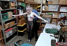 Shoplifter gets her shaved pussy banged