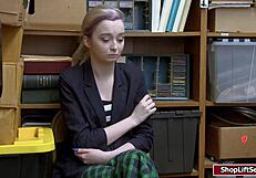 Shoplifter gets her shaved pussy banged