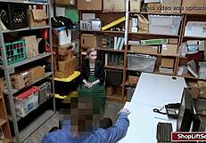 Shoplifter gets her shaved pussy banged