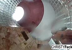 Hot shower BTS fun with Christy Dahlia and Ivan's big tits?