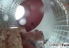 Hot shower BTS fun with Christy Dahlia and Ivan's big tits?