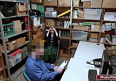 Shoplifter gets her shaved pussy banged