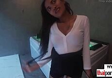 Petite Asian teen gives big cock boyfriend a hardcore footjob