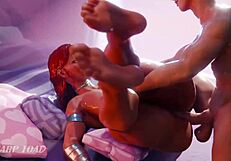 Beautiful anime star Starfire enjoys intergalactic sex with a harp playing alien