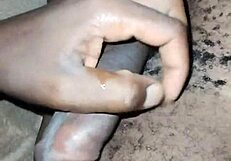 Gay twink jerks his big hairy cock solo?