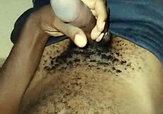 Gay twink jerks his big hairy cock solo?