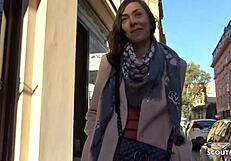 German Scout Seduces Skinny Long-Legs Teen Ashley for Street Fuck