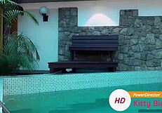 caught hot married slut riding big cock by the pool 😈