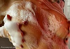 Wet pussy masturbates with big vibrator for extreme orgasm