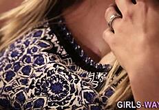 Bound blonde lesbians masturbate