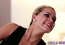 Bound blonde lesbians masturbate