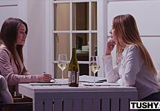 Tushy stunning brunettes lure professor into wild anal threesome with ass-to-mouth