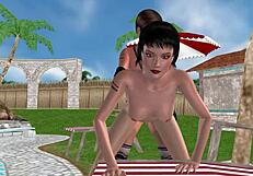 Animated 3D Cartoon Of Cute Lesbian Girls In Intimate Scene.