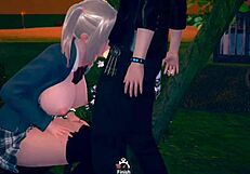 Blonde Big Tits JK Gets Handjob And Blowjob!