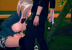 Blonde Big Tits JK Gets Handjob And Blowjob!