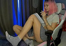 bad girl chooses porn and pussy play over homework in dorm