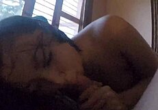 Asian amateur gives wet blowjob cumshot hidden