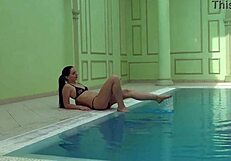 Kittina ivory swims in the pool and undresses