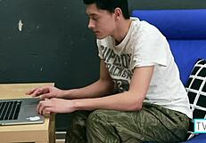 hey, watch dark haired gay teen logan jerk his massive cock