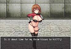 Orange haired girl steps on hero cock