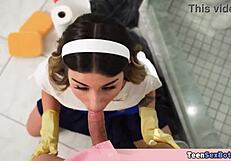 When stepdaughters get bored of cleaning, they embrace free use pussy with machine fetish