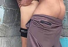 My brunette neighbor against the wall