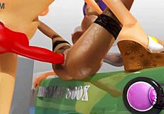 Two Busty Lesbians Try Double Dildo in Public Store