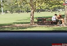 Skinny blonde wife with small tits takes cumshot while cuckold watches, damn!