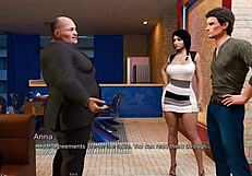 Anna's exciting adventure unfolds with a steamy blowjob to Jeremy, her boss, in this 3D hentai game.