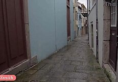 Jeny Smith endures strap bondage in public flashing